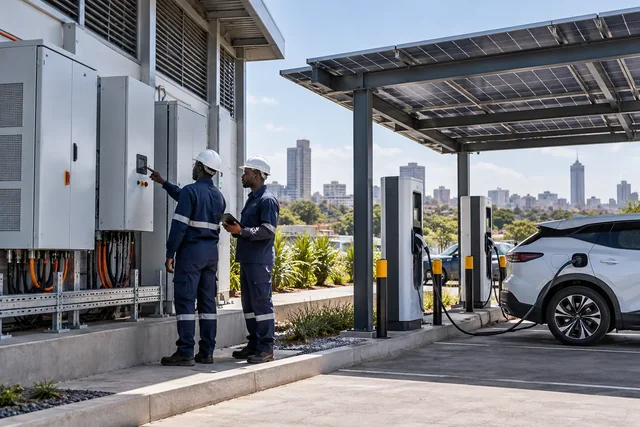 Solar & EV Charging Infrastructure — engineering concept
