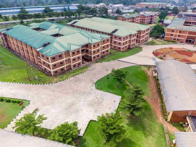 Aerial view of a university campus in Ota, Nigeria