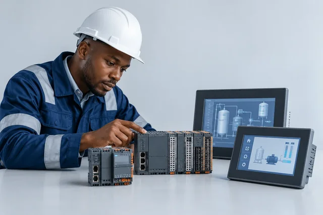 Micro PLCs and HMI — engineering concept