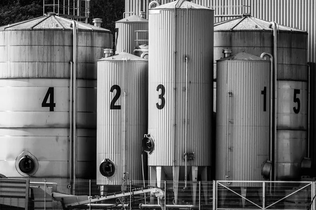 Numbered industrial storage silos