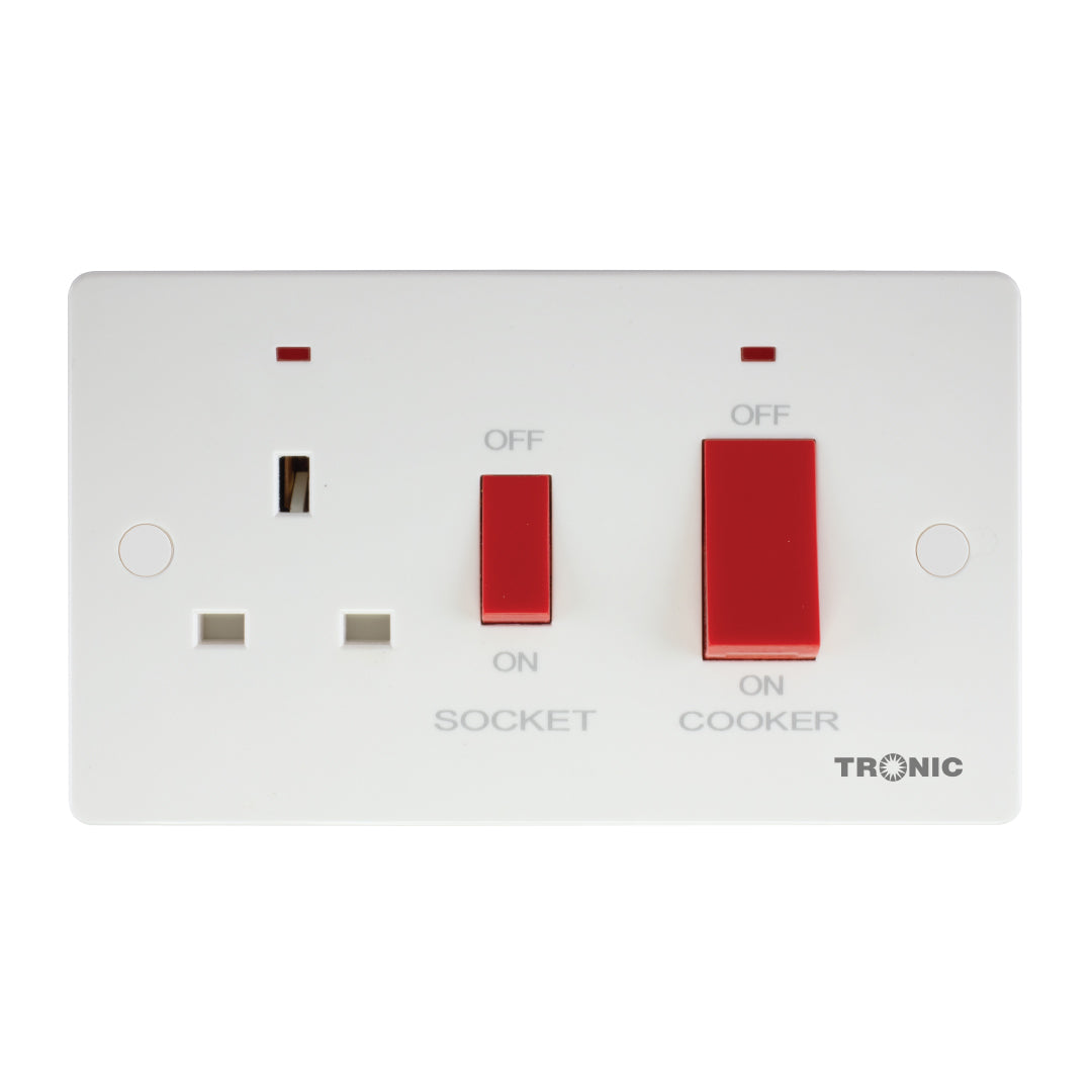 45A DP Cooker Control Units with 13A Socket & Neons